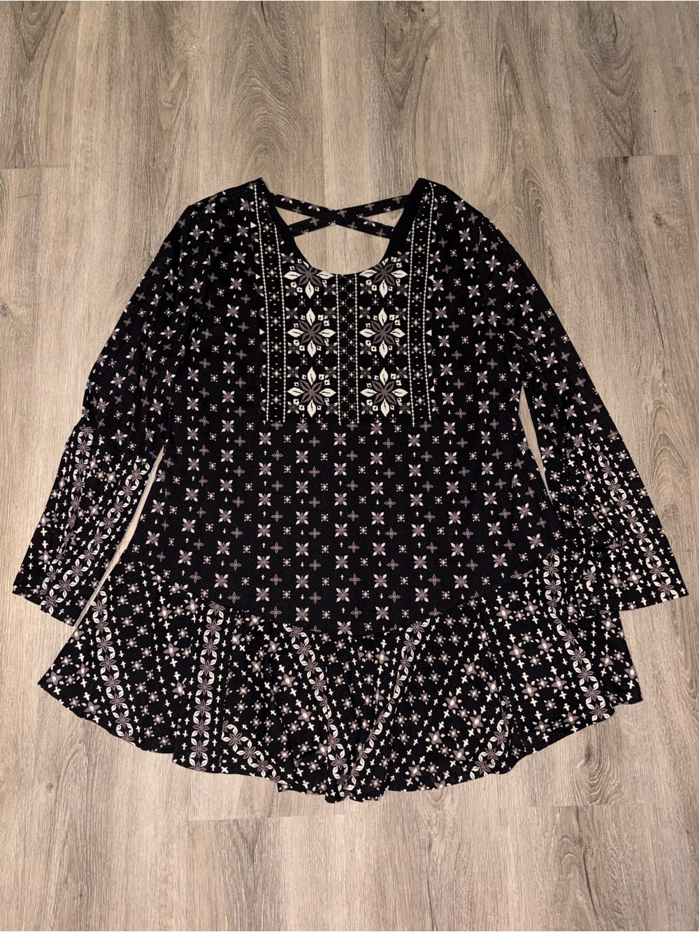 Style & Co | Black Printed Blouse